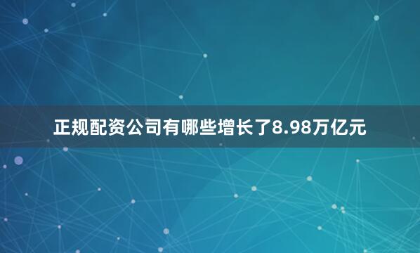 正规配资公司有哪些增长了8.98万亿元
